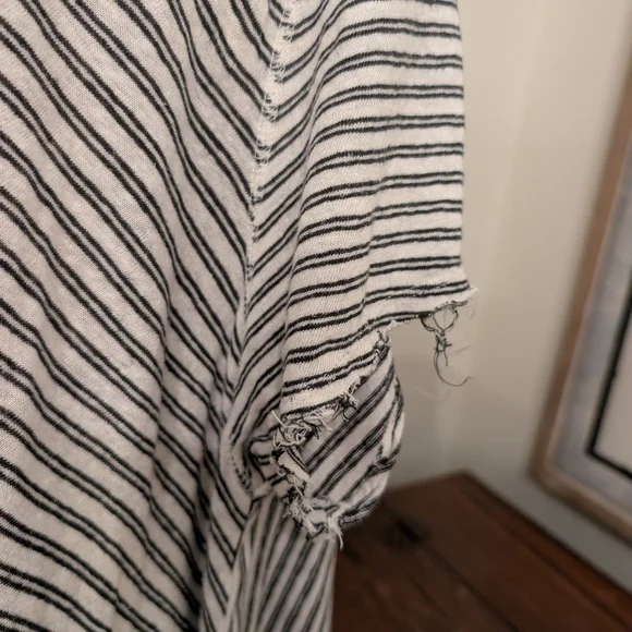 We The Free Black and White Striped Short Sleeve Top - Picture 3 of 5